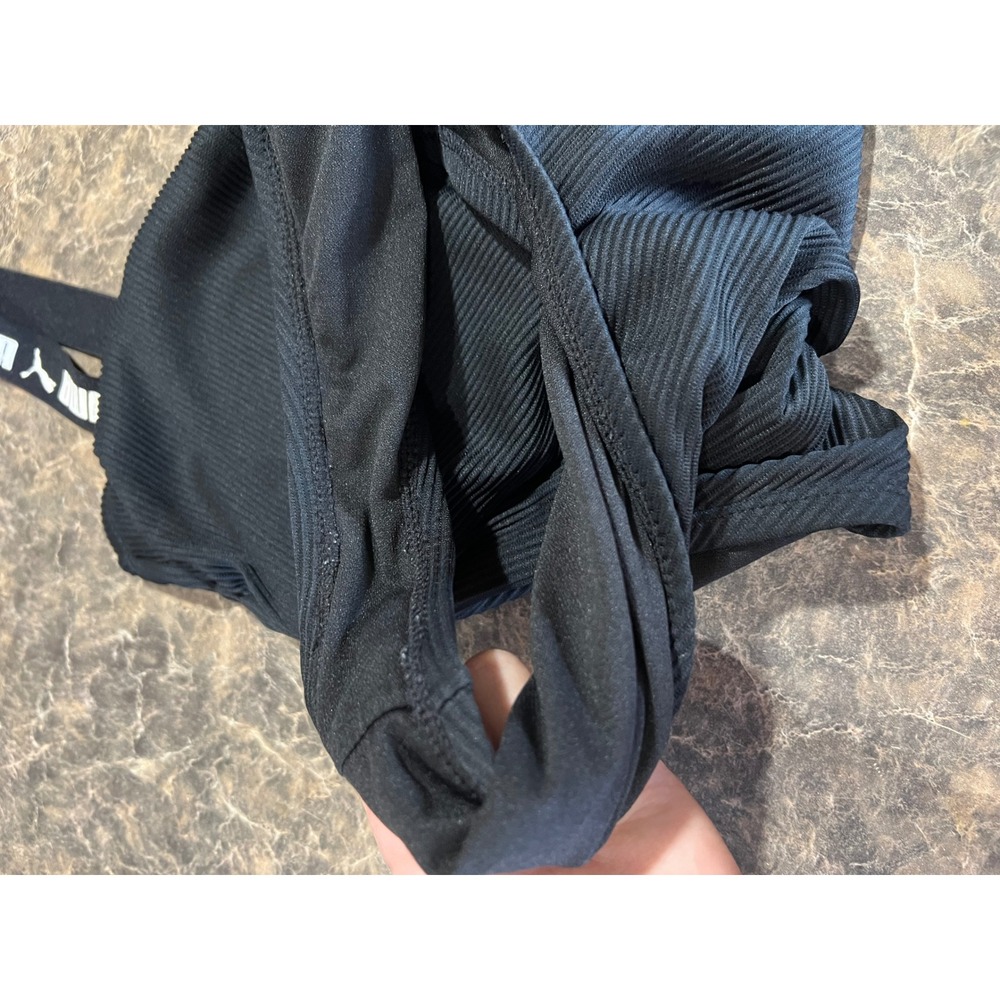 PUMA Womens Black Ribbed One Piece Swimsuit Logo Taped Straps Size M - Picture 9 of 9